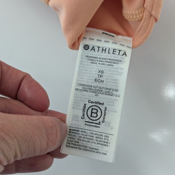 Athleta Conscious Crop Cutout Tank Top A-C Womens X-Small Orange Peach WOrkout - Picture 5 of 6